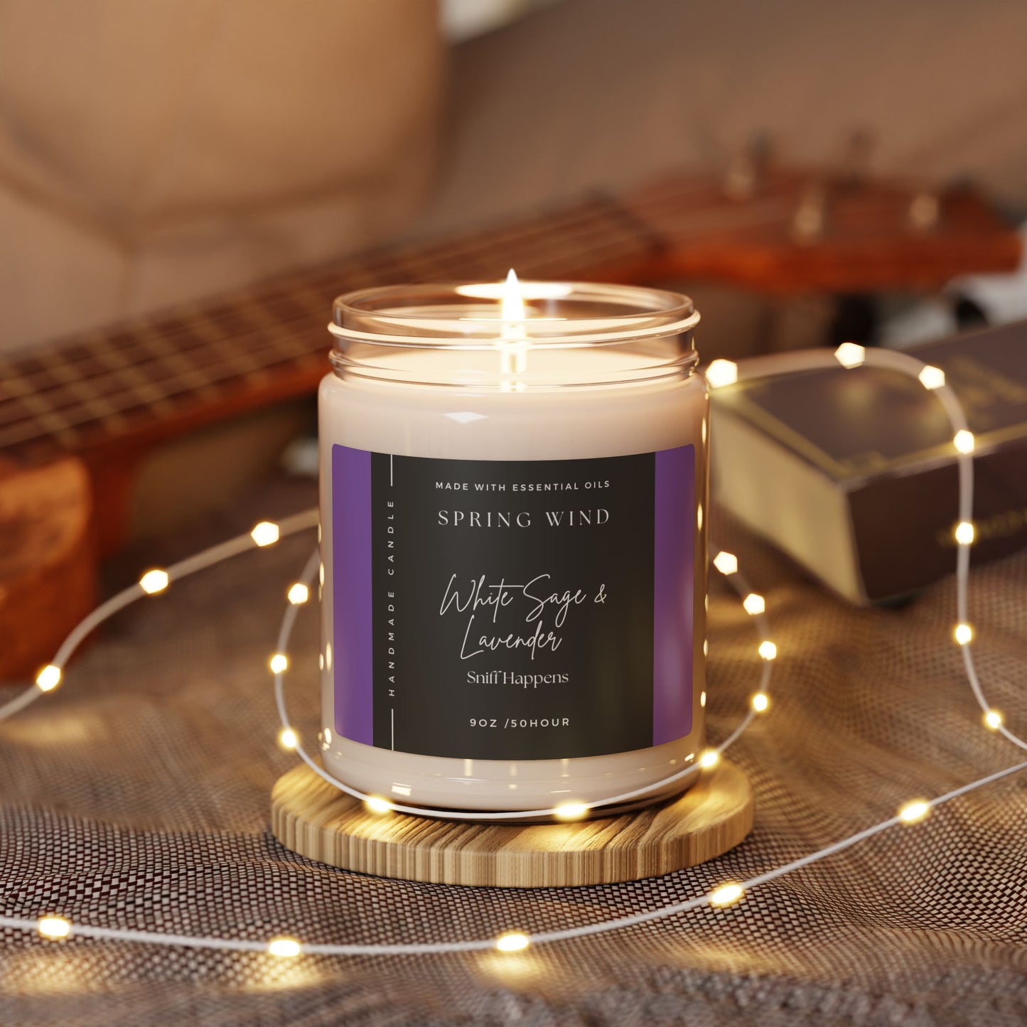 Soy Candle, White Sage and Lavender Spring Candle, Home Fragrance, Aromatherapy Candle, Relaxation Candle, Meditation Candle, Gift for Her