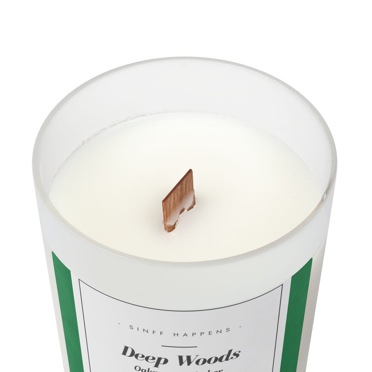 Frosted Glass Candle, Relaxing Oakmoss Amber Crackling Wood Wick, 11oz - Home Fragrance, Calming Scented Candle, Aromatherapy Candle, Gift