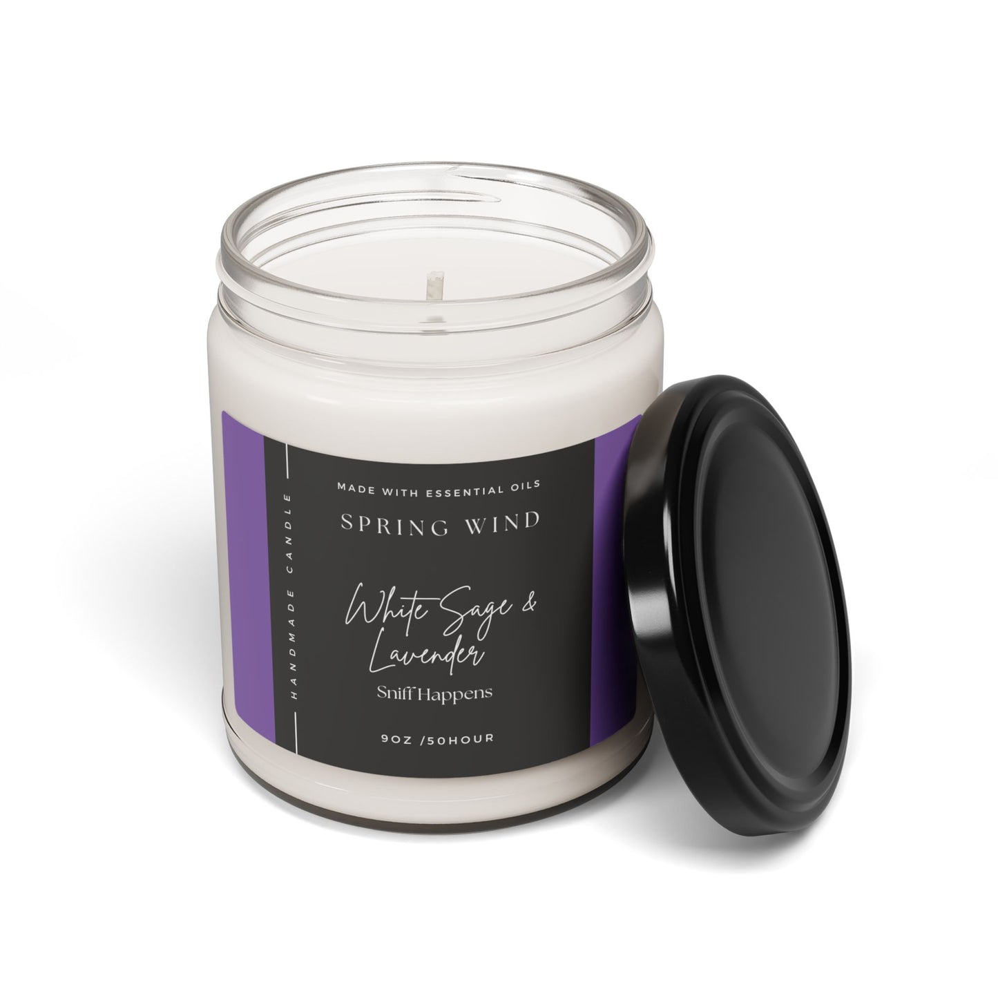 Soy Candle, White Sage and Lavender Spring Candle, Home Fragrance, Aromatherapy Candle, Relaxation Candle, Meditation Candle, Gift for Her