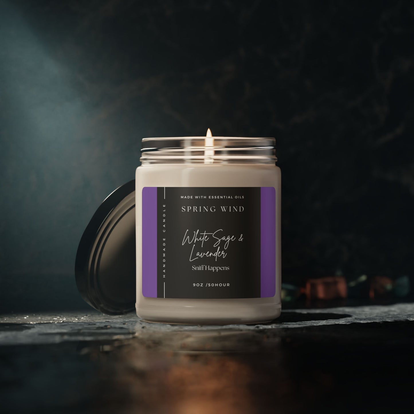 Soy Candle, White Sage and Lavender Spring Candle, Home Fragrance, Aromatherapy Candle, Relaxation Candle, Meditation Candle, Gift for Her